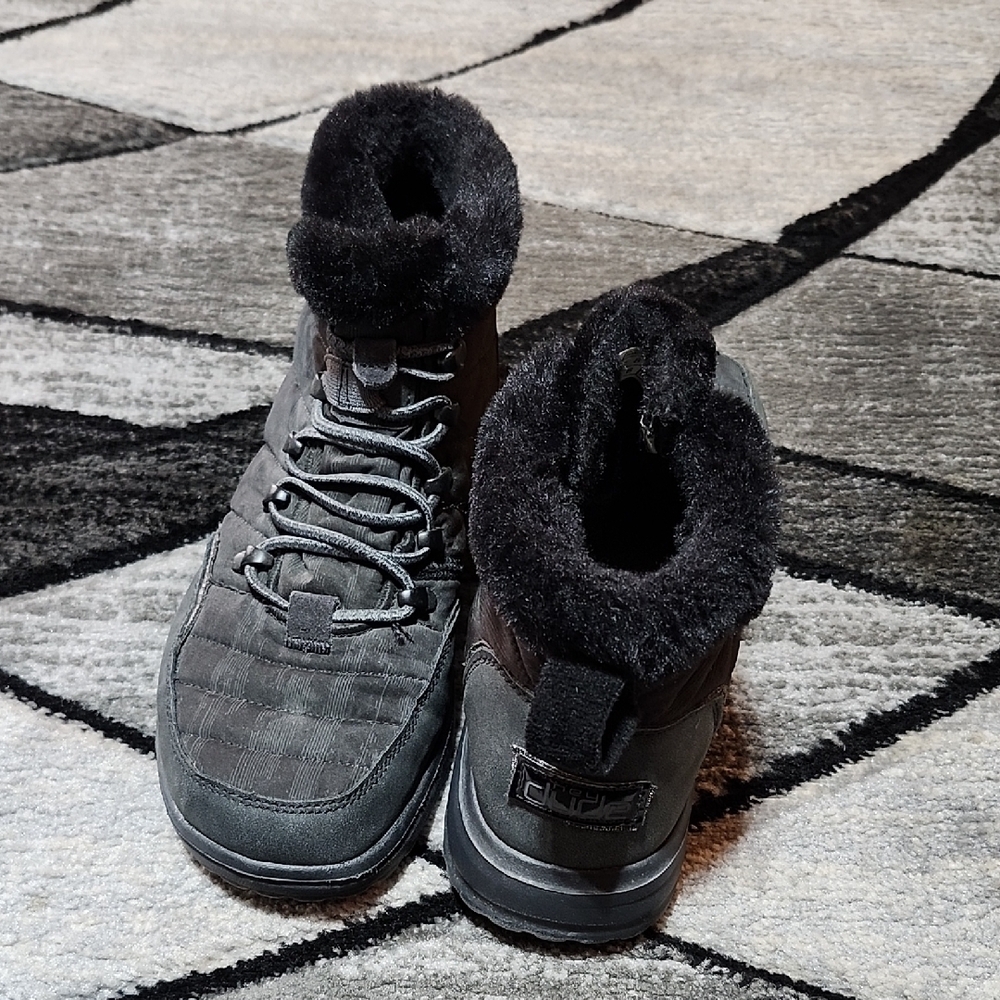 HEYDUDE BRANDY TOTAL BLACK WATER-RESISTANT FAUX-FUR ELASTIC LACES SHOES
